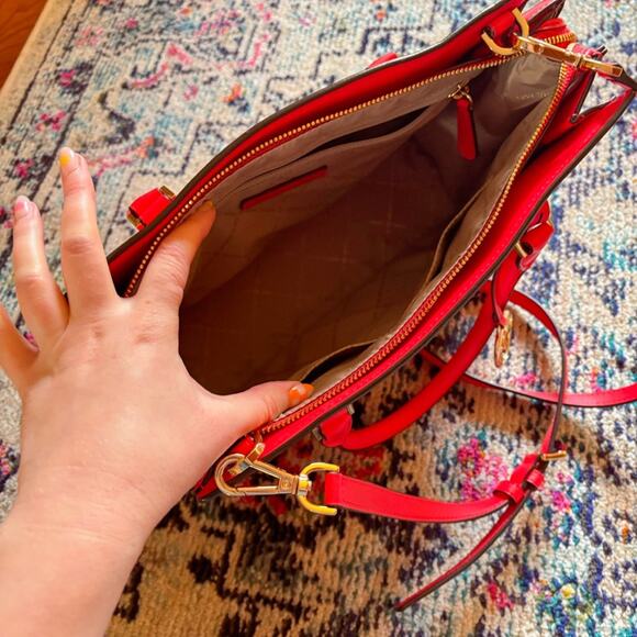 MICHAEL KORS Saffiano Leather Hope Large Satchel in Flame ❤️‍🔥 - Picture 5 of 11